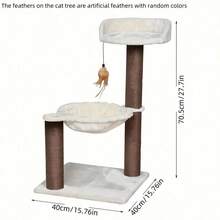 1PC Cat Climbing Tree, Cat Climbing Frame, Cat Entertainment Products, Durable, Non Shedding, Warm Cat Tower With Jumping Platform And Sleeping Area, Multi-Layer Designed Comprehensive Cat Products, Small Cat Tree With Cat Teasing Toys, Natural Sisal Cat Scratching Board Providing Soft Habitat For Kittens And Adult Cats, Cat Scratching Board With Bed, Indoor Cat Tree Tower - Multicolor - View 4