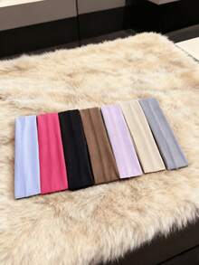 1/3pcs Soft Elastic Headbands - Yoga Headbands, Suitable For Skincare, Makeup, Non-Slip Wide Stretch Headwear For Women, Gym, Face Washing, Solid Color Knitted Hair Accessories - Multicolor - View 3