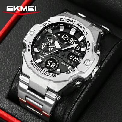  SKMEI 2404 热销男士奢华计时双时区指针/数字腕表