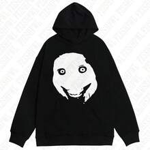 Fashion Kawaii Aesthetics Graphic Print Y2K Hooded Sweatshirt Hip Hop Punk Loose Long Sleeve Top Rock Goth Vintage Chic Pullover - màu đen - Xem 1
