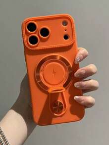 1个便携式磁性手机支架，运动风格，科技感十足，大视窗设计，兼容苹果17 Pro Max/17 Air/16 Pro/15/14/13/12/11，全方位防震智能手机保护壳 - 橘色 - 查看 2