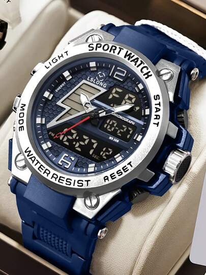 1pc Multi-Function Waterproof Sports Electronic Watch With Dual Display, Suitable For Daily Wear, Great Gift Option