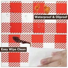 Water-Resistant Round Tablecloth With Elastic Edge For 40-44" Tables - Daily-checkered Red White - View 7