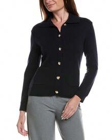 Bruno Magli Merino Wool Epaulet Sweater Jacket - Hải quân - Xem 1