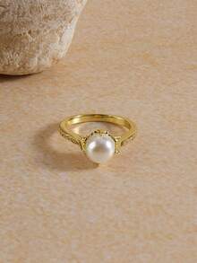 Opalesca 1 Stück Klassischer Kubik Zirkonia Und Faux Perle Ring Für Frauen Als Hochzeit Jahrestag Schmuck Geschenk