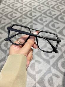 1 par de gafas de aviador negras para hombres con lentes de luz azul, hechas de material de PC, anti-luz azul, estilo Y2K, accesorios para teléfonos móviles, gafas de luz azul para mujeres, gafas falsas, gafas transparentes, gafas para mujeres, accesorios navideños, accesorios de Halloween, adecuadas para uso diario en la oficina, vuelta al cole, juegos, fiestas, estudios en el campus.