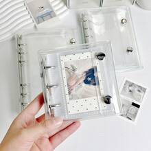 1pc A8/A7/A6 Transparent Loose Leaf Notebook, Sticker Loose Leaf Notebook, YOUCHENGYOUPIN,Sticker Book, Kpop Photo Card Storage, Double Button Soft Leather Transparent Loose Leaf Notebook, Handmade Diy Ledger, Can Be Used For Photo Albums, Sticker Books, Notebooks, Scrapbooks, Ledgers, Student Return To School Supplies, Office Supplies, Etc - Clear - View 4