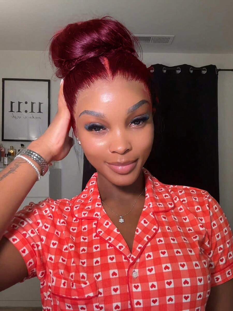 KGIFH 34 Inch 99J Burgundy 360 Body Wave Wig Drawstring 360 Lace Wig Human Hair Invisi Strap 250 Density 13x6 HD Lace Front Wigs Human Hair Pre Plucked Human Hair Lace Wig Glueless 13x4 Body Wave Frontal Wigs Human Hair For Women With Baby Hair 99J Color - S99J - Xem 1