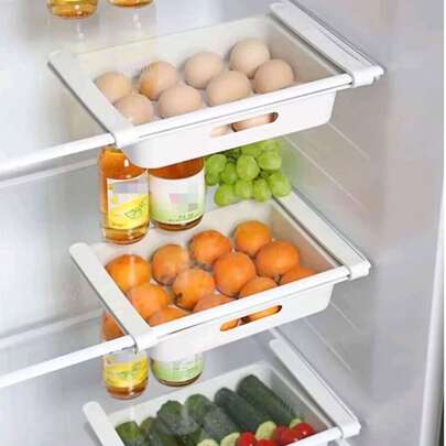Bộ 2 chiếc giá treo đựng đồ nhà bếp cho xe RV/camper, hộp đựng trứng/trái cây trong tủ lạnh, giá sắp xếp đồ dùng nhà bếp kiểu ngăn kéo, phụ kiện nhà bếp.