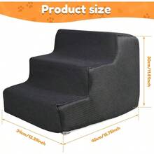 Escalera para Mascotas para Perros pequeos, 3 peldaos, 30 de Alto, Escalera para Perros, Escalera para Gatos Viejos, Lavable, Antideslizante, Escalera para Perros pequeos de Esponja - gris oscuro - Ver 2