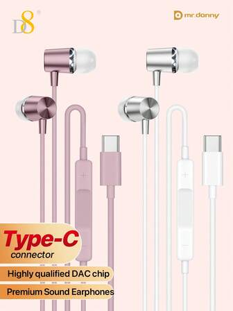  The D8 USB Type-C Earphones Are In-Ear Models With A Digital Decoder, HiFi Stereo Sound, A Built-In Microphone And Volume Control For Clear Calls And Convenient Music Adjustment. Their Lightweight, Ergonomic Design Ensures Comfortable All-Day Wear; Sweat-Proof Design Makes Them Suitable For Sports, Fitness, Running, And Exercise;