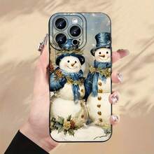 Funny moda creativa divertido navidad muñeco de nieve patrón impreso  del teléfono, espesa protección de cuerpo completo, a prueba de choque y caídas TPU suave , regalo de cumpleaños o de vacaciones para hombres y mujeres para 16 modelos de  15 14 13 12 11 XS XR X 7 8 Mini Plus Pro Max S - Negro - Ver 5