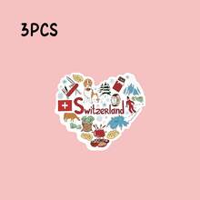 瑞士主题防水乙烯基贴纸 - 瑞士国旗、瑞士阿尔卑斯山、瑞士和马特洪峰标志贴纸，适用于汽车、笔记本电脑、窗户、墙壁 - 耐用哑光，抗紫外线，即撕即贴（不留残胶）瑞士骄傲 - 彩色 - 查看 11