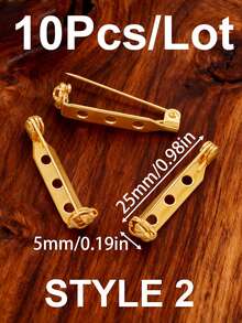 10个/包 不锈钢胸针杆别针背扣，带安全扣，适用于手工制作工艺品徽章胸针夹针安全锁胸针空白底座安装针，用于DIY珠宝制作材料配件 - 胸針 - 查看 16