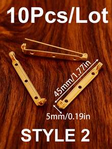 10个/包 不锈钢胸针杆别针背扣，带安全扣，适用于手工制作工艺品徽章胸针夹针安全锁胸针空白底座安装针，用于DIY珠宝制作材料配件 - 胸針 - 查看 23