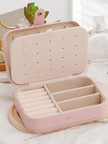 1个大容量PU皮革首饰盒，双层可锁首饰收纳盒，女士首饰收纳盒，防尘防丢首饰收纳盒，首饰收纳展示盒，化妆品收纳盒，首饰收纳整理，家居必备，适合存放项链、戒指、耳环和其他首饰配件，节日礼物，圣诞礼物，女士礼物。