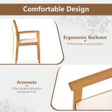 7-Piece Patio Dining Set Outdoor Acacia Wood Table & 6 Armchairs W/Umbrella Hole - mặc định - Xem 10