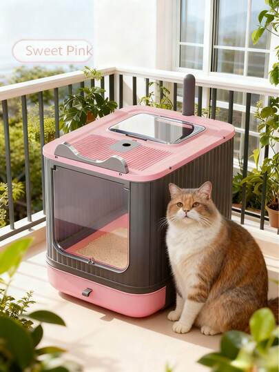 Spirit Cat Litter Box The Spirit Cat Litter Box Comes In An Extra-Large Size, Featuring A Front-Loading Drawer Design And A Top Cover, With An Overall Fully Enclosed Double-Door Style. A Litter Scoop Is Attached To The Rear Of The Litter Box, And The Entire Unit Is Shaped Like An Adorable Cat, Making It Both Aesthetically Happy And Practical. This Litter Box Adopts A Closed Structure With A Front Entry And Top Exit, Which Can Effectively Prevent Litter Splashing And Odor Diffusion For A Long Time. It Is Also Equipped With A Litter Scoop And Available In Three Colors: White, Pink, And Yellow. Additionally, A Litter Mat Can Be Purchased Separately - The Litter Mat Can Collect Residual Litter Carried On The Cat's Paws When The Cat Enters Or Exits, Preventing Litter From Scattering Onto The Home Floor And Facilitating Subsequent Cleaning.