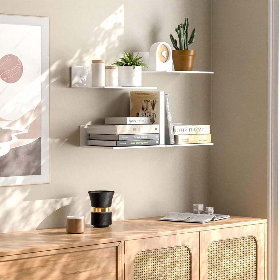 Acrylic Wall Shelf, Floating Shelves For Wall Mounting, Acrylic Display Stand For Pop Culture Figures, Home Decor, Living Room, Game Room, Plants