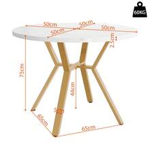 Dining Table Set, Dining Table And Chairs Set (5-Piece Set), Modern And Simple Round Dearmol Dining Table, Gold Metal Table Legs + 4 Ergonomic Velvet Chairs, Beige Dining Chairs - Golden + Gray + MDF+Steel - View 5