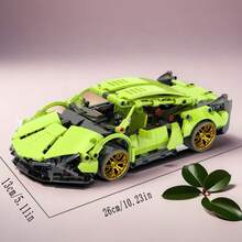 1680 pièces Ensemble de blocs de construction de voiture de course verte, jouet de construction en plastique ABS, convient pour la décoration de la maison, l'affichage dans le salon et la chambre à coucher, cadeau idéal pour l'anniversaire, Halloween, Noël, parfait pour les passionnés et les amateurs de voitures