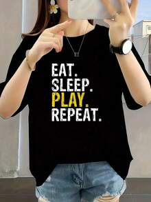 Comer Dormir Jugar Repetir Regalo - Negro - Ver 1