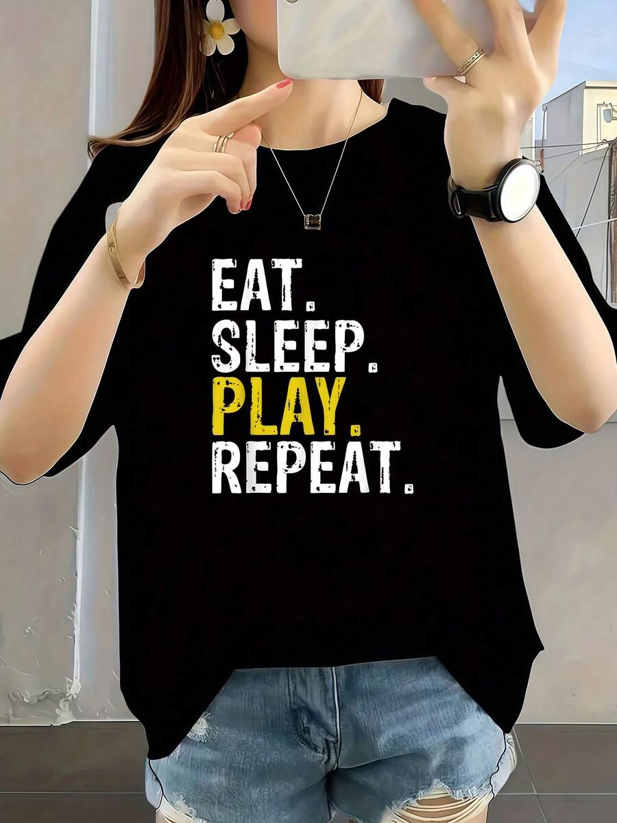 Comer Dormir Jugar Repetir Regalo - Negro - Ver 1
