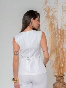 Elegant Plain Vest And Trousers Set C3302 - White - View 6