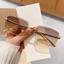 1副男女通用无框方形休闲时尚眼镜 - 彩色 - 查看 4