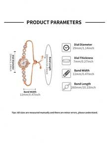 LUCKY FOX Luxury Rose Gold Crystal Inlaid Women's Watch, Elegant Round Dial, Quartz Movement, Fashion Crystal Embellished Timepiece, Arabic Numerals, Suitable For Daily Wear, Dates, Gifts - Rose Gold - View 5