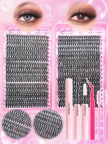 720 piezas de pestañas postizas D-Curl esponjosas, alta capacidad, adecuadas para crear un maquillaje de ojos denso, voluminoso y natural, DIY belleza, tutorial de capacidad individual grande para el hogar, adecuado para principiantes, principiantes, artistas del maquillaje, suave y de larga duración - Negro - Ver 13