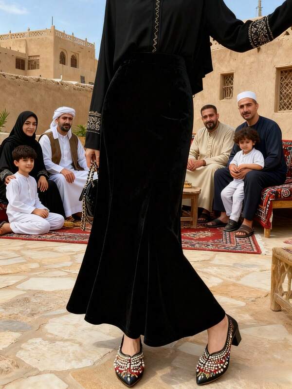 1pc Velvet Hip-Wrapped Lining Skirt Bottoming Skirt Anti-Exposure Skirt Underskirt,Solid Color, Anti Transparency And Anti Light Medium Long Skirt, Inner Lining Skirt,Anti-Static Skirt, Elastic Waistband Suitable For Slightly Overweight Girls, Suitable For Daily Wear