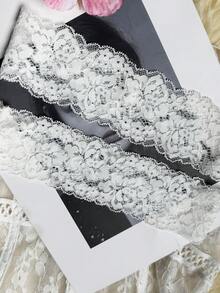 Women Lace Bustier & Panty Set With Garter Belt Lingerie Set - White - View 8