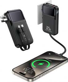 30000 mAh Power Bank, Cargador portátil de Banco de energía con Enchufe de Carga, con Dos Cables de Carga(Negro) - 1 - Ver 8