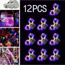 [1/3/5/12 Packs & 3 Modes] Fairy Lights Battery Powered 7FT 20LED Twinkle Lights Battery Mini Lights Small LED String Lights Waterproof Silver Wire For Indoor Mason Jar DIY Wedding Christmas Decor, (White)