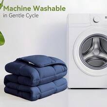 L LOVSOUL - Edredón de microfibra alternativo de plumón de 106 x 90 pulgadas con pestañas en las esquinas color azul oscuro - azul - Ver 5