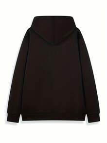 Sudadera con Capucha Negra Elegante para Hombre con Estampado de Hojas Tropicales - Sudadera Casual Forrada en Vellón y Acogedora, Jersey de Manga Larga para Invierno, Lavable a Máquina, Ropa Casual de Otoño e Invierno  Moda Casual  Confort Forrado en Vellón, Sudadera con Capucha - Negro - Ver 2
