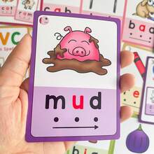 130 CVC Words Flashcards Kids Phonics Learning Cards Kindergarten Grade 1 Early Reading Tool English Vocabulary Cognitive Building Educational Teaching Aids - Multicolor - View 9