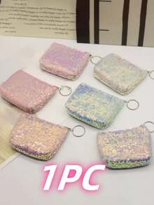 12個/6個/3個/1個 時尚亮片星星迷你燈芯絨零錢包附鑰匙圈 - 休閒風格，可收納鑰匙、數據線、硬幣和戒指 - 易於清潔且可水洗 - 多色可選。完美的跨年禮物送給朋友，超值之選。 - 新C - 查看 8