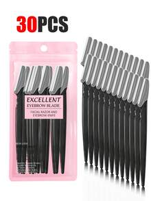 30pcs Exquisite Bagged Men's And Women's Facial Razors, Eyebrow Trimmers And Facial Hair Removers, Facial Hair Removal, Men's And Women's Facial Razors, Hair Trimming Tools, With Precision Sleeves, Hair Removers, Eyebrow Trimmers, Easy To Carry For Travel 1/3/6/12/24pcs (Pink)