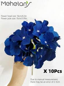 MEHELANY 10朵逼真绣球花头，蓬松大圆锥形仿真绣球花，皇家蓝人造花，适合DIY插花、婚礼派对、家居办公室装饰、桌面摆件 - 寶藍色 - 查看 6