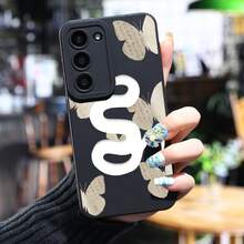 Funda de lujo para teléfono , patrón de serpiente y mariposa, compatible con Galaxy S24 Ultra S23 Plus S22+ S21 S20 FE S10 A72 A54 5G A53 A52 A52S A15 A14 A13 A12 A22 A21S A51 A33 A32 A23 5G GT2, funda de silicona mate suave, soporte para coche, cubierta trasera a prueba de golpes - Colores mixtos - Ver 2