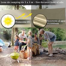 Lona para hamaca (300 x 300 cm),lona para acampar,mochila multifuncional para acampar al aire libre,,fácil de instalar,tela Oxford encriptada impermeable 210D,elementos esenciales para equipos al aire - 1 - Ver 7