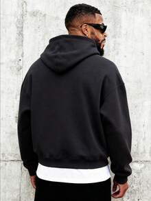 男士休闲运动卫衣 - 纯色，长袖，针织面料，H型版型，适合徒步旅行和户外活动，涤纶材质，圆领，秋冬季运动风