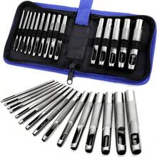 15件套1mm-11mm便携式皮革打孔工具套装，DIY手工打孔器，适用于皮带、表带和皮革工艺品 - 藍色 - 查看 9
