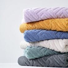 1pc Cotton Towel, Size 34*74cm, Soft Thick Quick-Dry, Unisex, Beige, Gray, Yellow Geometric Pattern - Multicolor - View 4