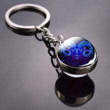 Glow-In-The-Dark 12 Zodiac Signs Double-Sided Convex Glass Ball Keychain, Outdoor Key Chain - Multicolor - View 24