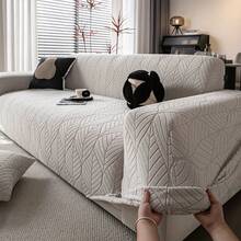 1 Pieza Funda de sofá cuadrada con estampado de hojas - Elástica, protector de muebles lavable a máquina para todas las estaciones con diseño de hojas elegante, tela suave y duradera para sofás de 1-4 plazas y esquineros, ajuste estructurado resistente a mascotas para la cultura del hogar, funda de sofá esquinero - Gris Claro - Ver 2