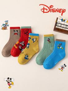 Disney 10双装儿童袜子，可爱米奇一家图案，加厚保暖，适合秋冬季节，女童中筒袜，男童卡通袜，透气婴儿/学生袜，地板袜 - 彩色 - 查看 8