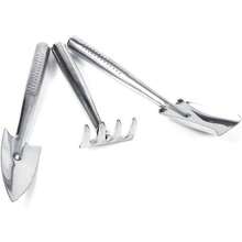 Gardening Tools Set - 3 - Piece Stainless Steel Small Handheld Shovel, Spade, Rake Cactus Plant Pots, Indoor Miniature Plants, Garden Gifts - Green - View 9